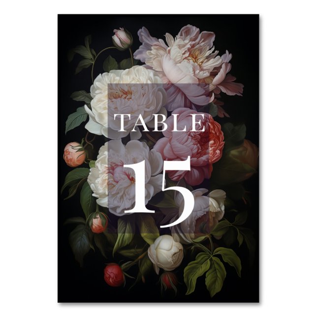 Numéro de table floral classique rose peony lunati (Par défaut)