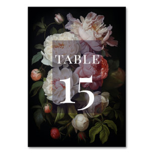 Numéro de table floral classique rose pivoine luna