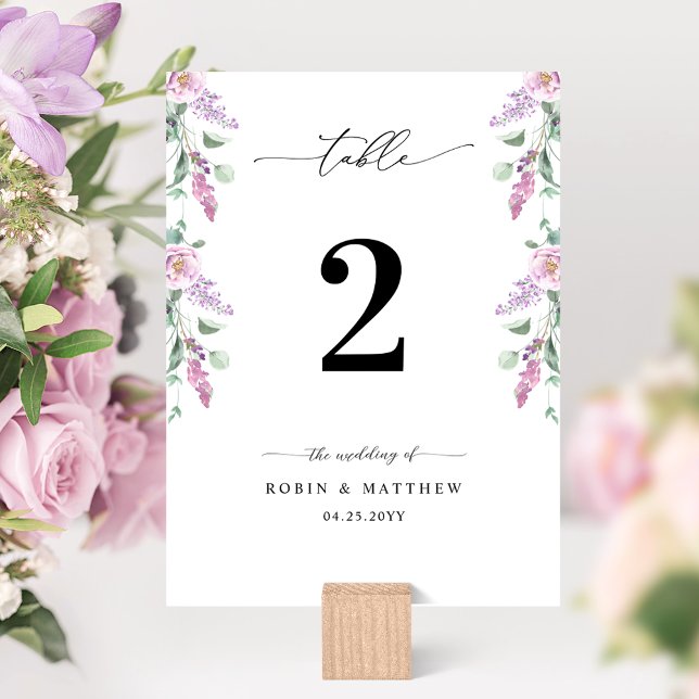 Numéro de table floral couleur pastel mariage élég (Créateur téléchargé)