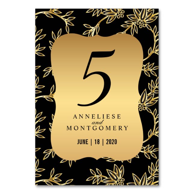 Numéro De Table Floral d'or victorien moderne (Par défaut)