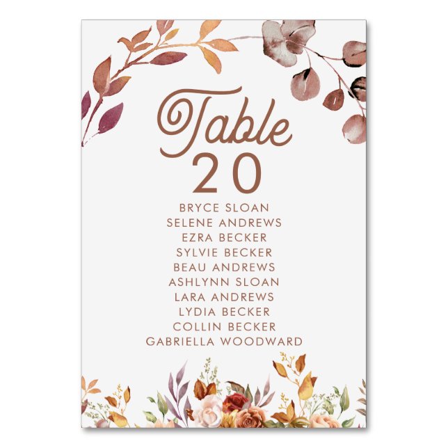 Numéro De Table Floral Fall in Love Mariage (Par défaut)