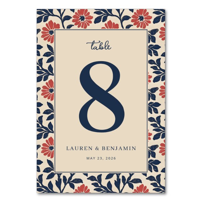 Numéro de table floral marine élégant (Par défaut)