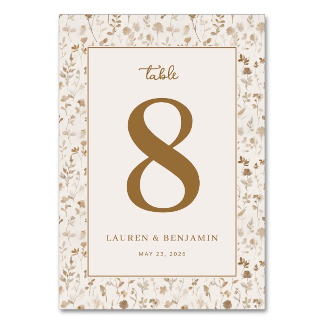 Numéro de table floral marron élégant (Par défaut)