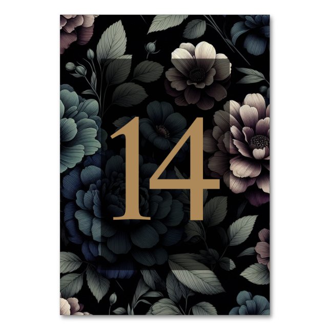 Numéro De Table Floral Moody bleu Tableau 14 (Par défaut)