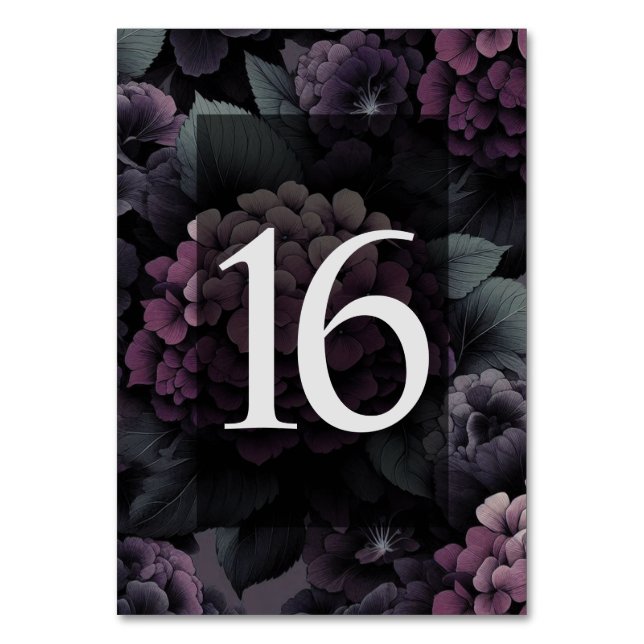 Numéro De Table Floral Moody violet Tableau 16 (Par défaut)