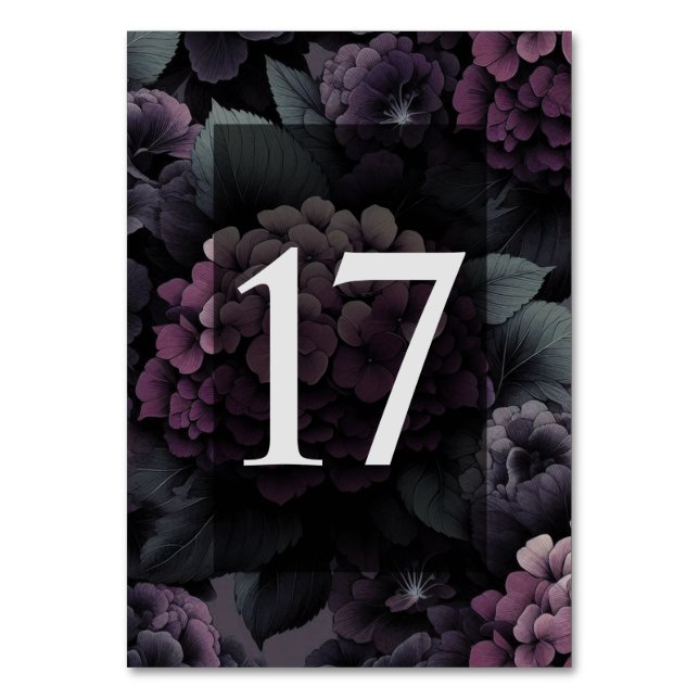 Numéro De Table Floral Moody violet Tableau 17 (Par défaut)