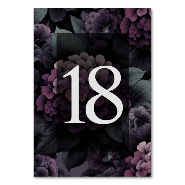 Numéro De Table Floral Moody violet Tableau 18 (Par défaut)