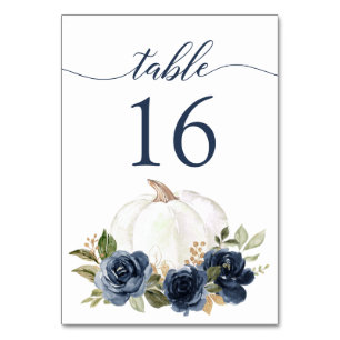 Numéro De Table Floral Navy Blue Citrouille Fall Rustic Numéro de