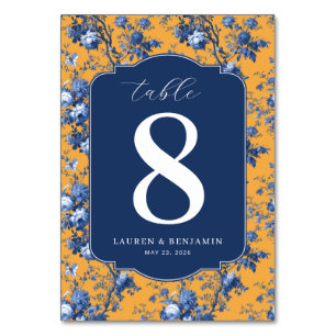 Numéro de table floral Navy élégant