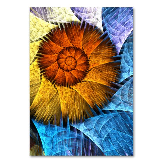 Numéro De Table Floral Orange Bleu Jaune Art Abstrait (Par défaut)