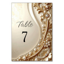 Numéro de table floral orné élégant en or
