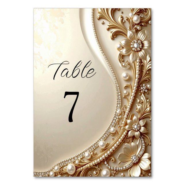Numéro de table floral orné élégant en or (Par défaut)