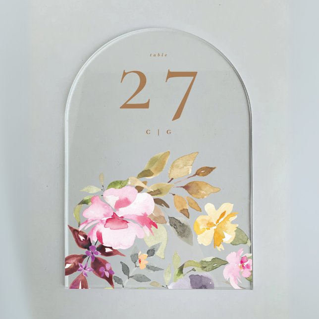 numéro de table floral peint à la main de printemp (Créateur téléchargé)