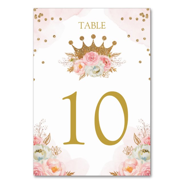 Numéro De Table Floral Pink & Gold Princess Royal Table number (Par défaut)