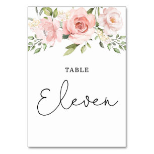 Numéro De Table Floral rose broussailleux onze
