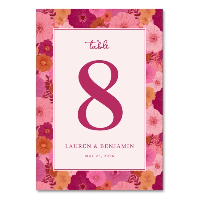 Numéro de Table Floral Rose Clair (Par défaut)