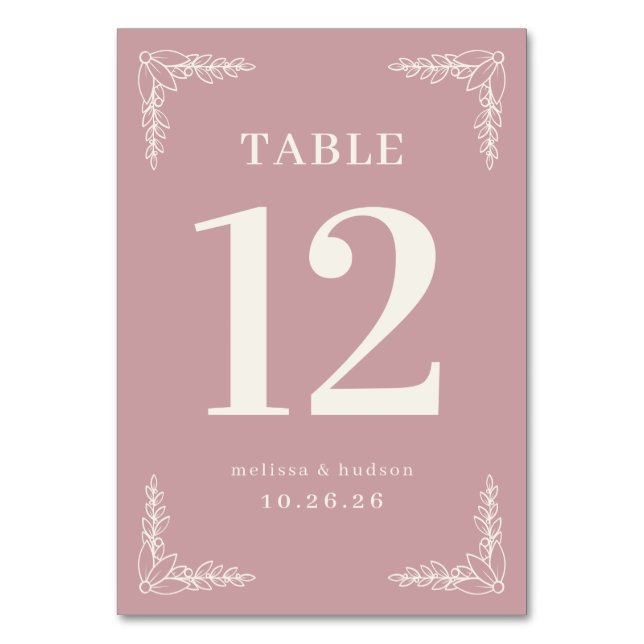 Numéro de table floral rose élégant (Par défaut)