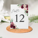 Numéro De Table Floral rose et bourgogne 7<br><div class="desc">Habillez vos tables de mariage ou de fête avec votre carte de numéro de table Pink & Burgundy Floral 7.</div>