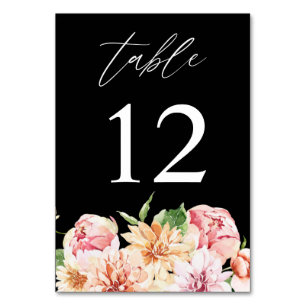 Numéro de table floral rose et pêche et verdure - 