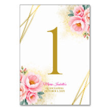 Floral rose et Quinceańera or