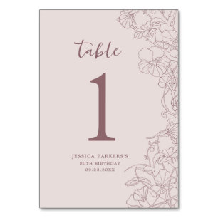 Numéro De Table Floral rose mauve