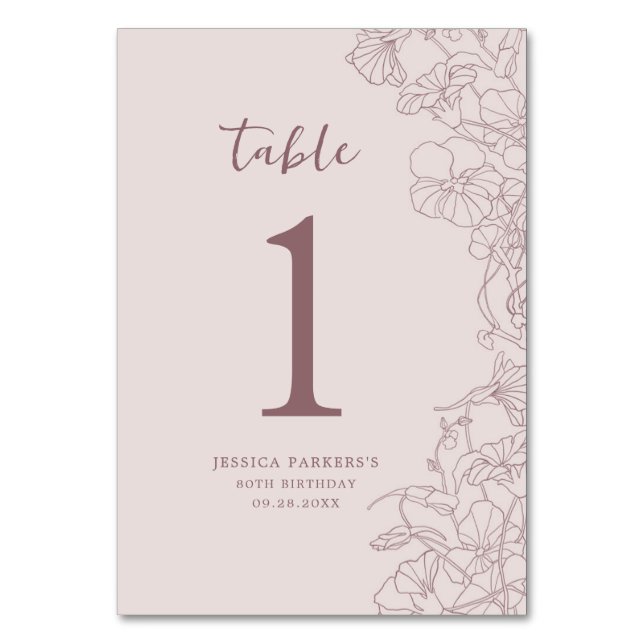 Numéro De Table Floral rose mauve (Par défaut)