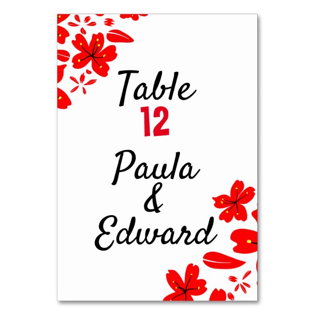 Numéro De Table Floral rouge et blanc (Par défaut)
