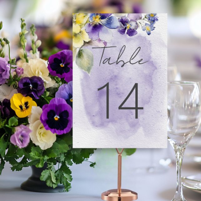 Numéro De Table Floral violet et jaune Mariage moderne (Créateur téléchargé)