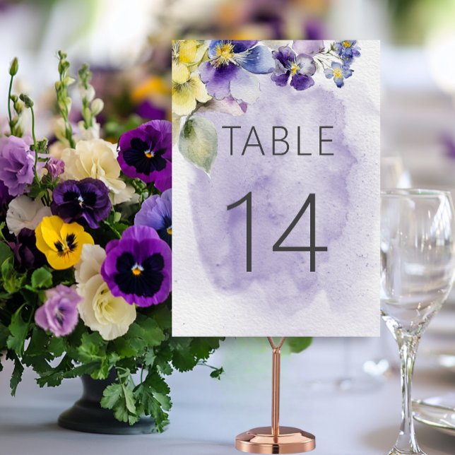 Numéro De Table Floral violet et jaune Mariage moderne (Créateur téléchargé)