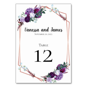 Numéro De Table Floral violet moderne