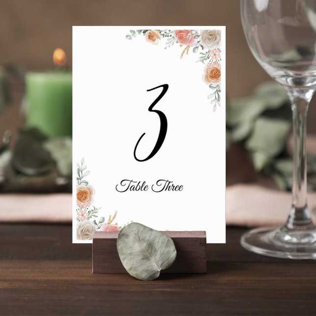 Numéro De Table Floral Wedding Table Number Card with Guest List (Créateur téléchargé)