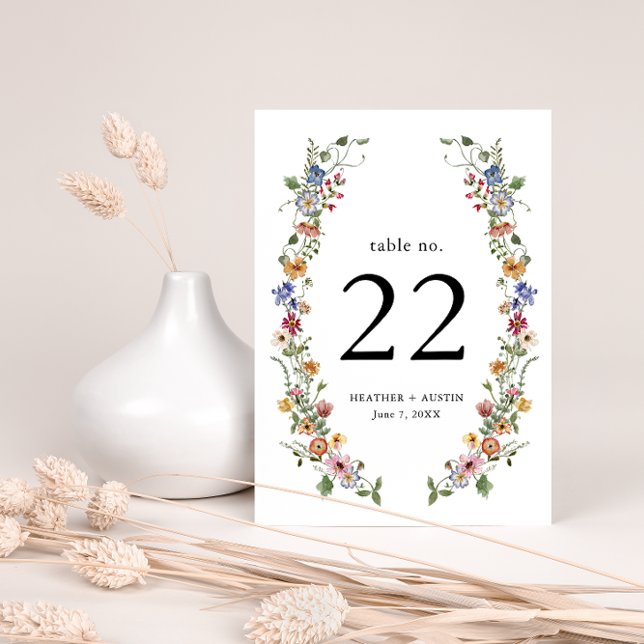 Numéro de table florale colorée (Colorful Wildflower Wedding Invitation and Gifts Collection by Painted Paperie
)