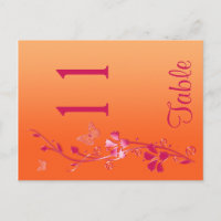 Numéro de table florale rose et orange à deux côté