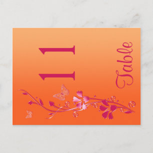 Numéro de table florale rose et orange à deux côté