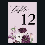 Numéro de table florale violet et blanc - Lavande<br><div class="desc">Habillez vos tables de mariage ou de fête avec votre carte de numéro de tableau floral violet et blanc.</div>