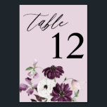 Numéro de table florale violet et blanc - Lavande<br><div class="desc">Habillez vos tables de mariage ou de fête avec votre carte de numéro de tableau floral violet et blanc.</div>