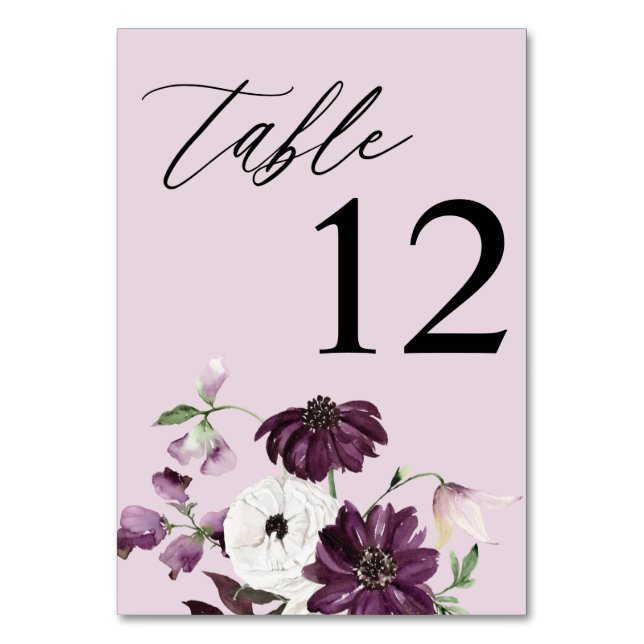 Numéro de table florale violet et blanc - Lavande (Par défaut)