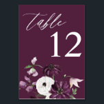 Numéro de table florale violet et blanc - violet<br><div class="desc">Habillez vos tables de mariage ou de fête avec votre carte de numéro de tableau floral violet et blanc. Il présente des oeuvres d'art à la main peintes en violet,  en lavande et en fleurs blanches.</div>