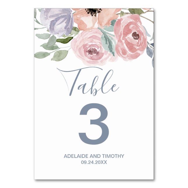 Numéro De Table Florales Roses poussières Numéro de tableau (Par défaut)