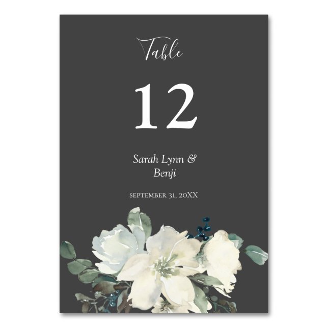 Numéro De Table Flore bleu et blanc poussiéreux - gris V2 (Par défaut)