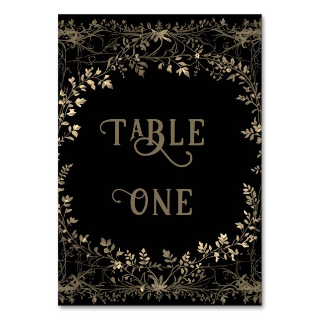 Numéro De Table Flore d'or raffinée sur noir (Par défaut)