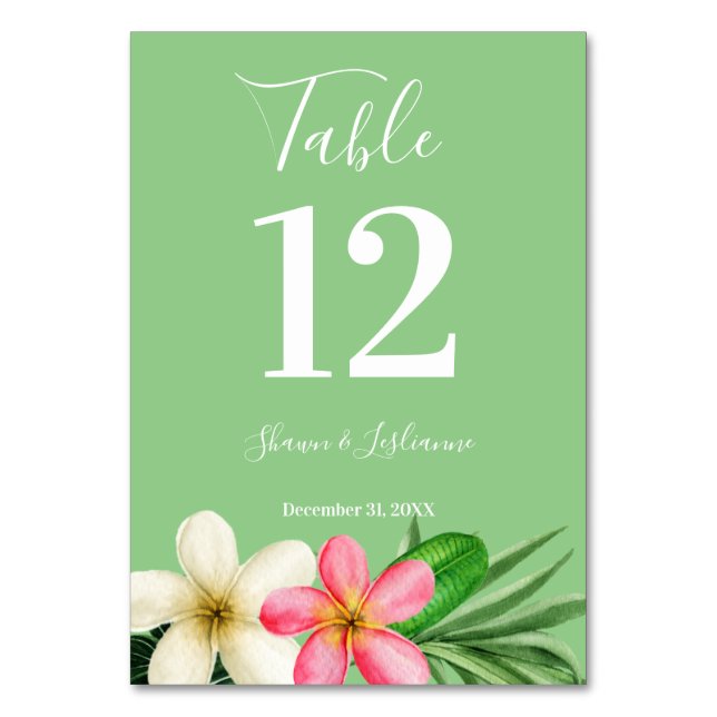 Numéro De Table Flore tropicale hawaïenne verte (Par défaut)