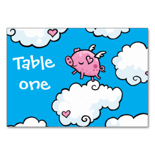 Numéro De Table Flying Pig Dances on Clouds Personnalisable