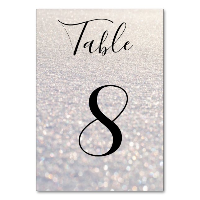 Numéro De Table fond scintillant élégant blanc (Par défaut)