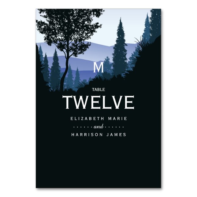 Numéro De Table Forêt de bois bleu, Mariage rustique (Par défaut)