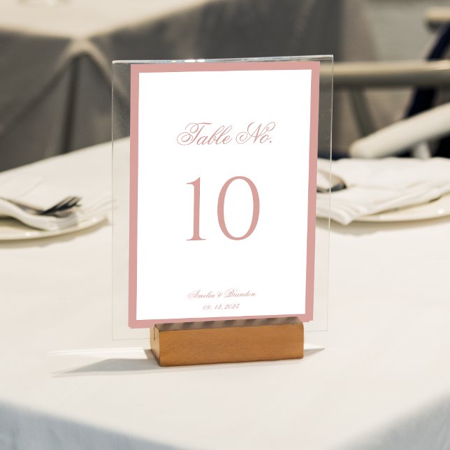 Numéro De Table Formal Classic Dusty Rose Border Script Wedding (Créateur téléchargé)
