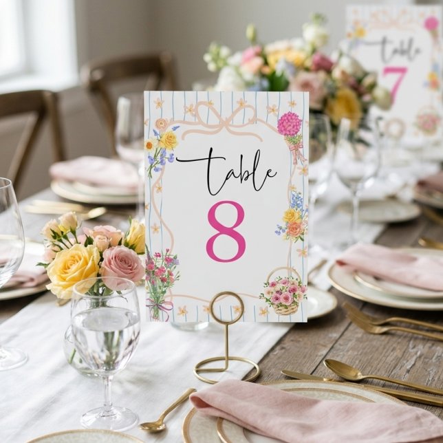 Numéro De Table Frais du Marché Floral Baby Shower de Mariée  (Créateur téléchargé)