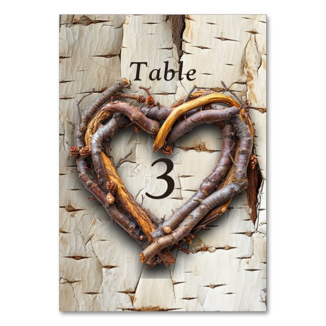 Numéro De Table Frame Coeur Twig White Birg Tree (Par défaut)