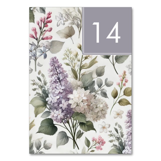Numéro De Table Français Lilac Aquarelle Florale Élégante Déco Pri (Par défaut)