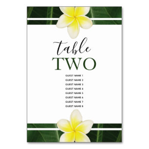 Numéro De Table Frangipani Jaune Plumeria Mariages Nom d'hôte